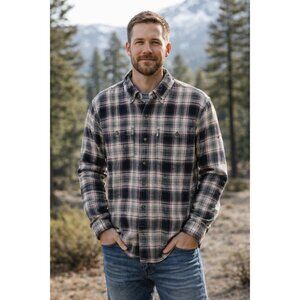 Carhartt Mens Relaxed Fit Plaid Flannel Shirt Size L Red/Black/White
